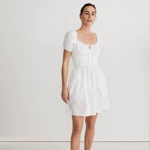 MADEWELL White Poplin Sophia Tie Front Mini Dress ~ XXS 0